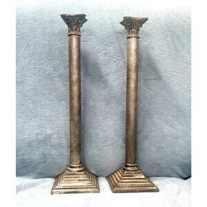 Pair of Silver-plated Candlestick Holders Art Deco design by Godinger